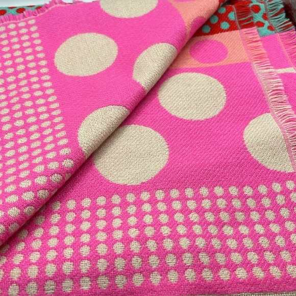 ALEX MAX - Pink Stripes & Polka Dots Scarf Colorful Made in Italy - Picture 5 of 12